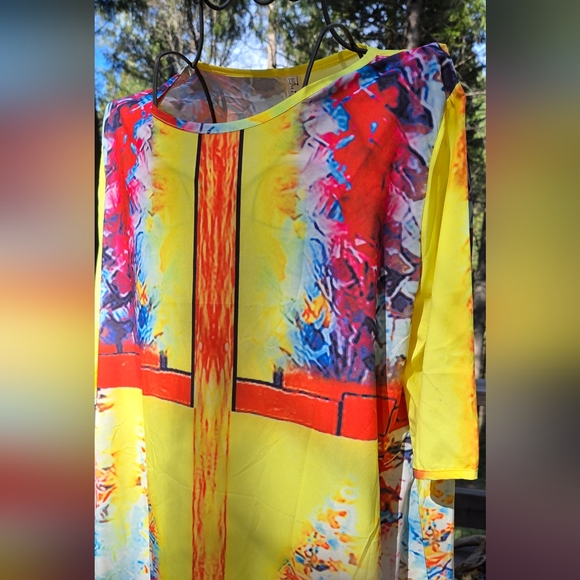Dai  yuan li Vibrant Multicolor Abstract Dress szXXL NWT - Picture 3 of 8